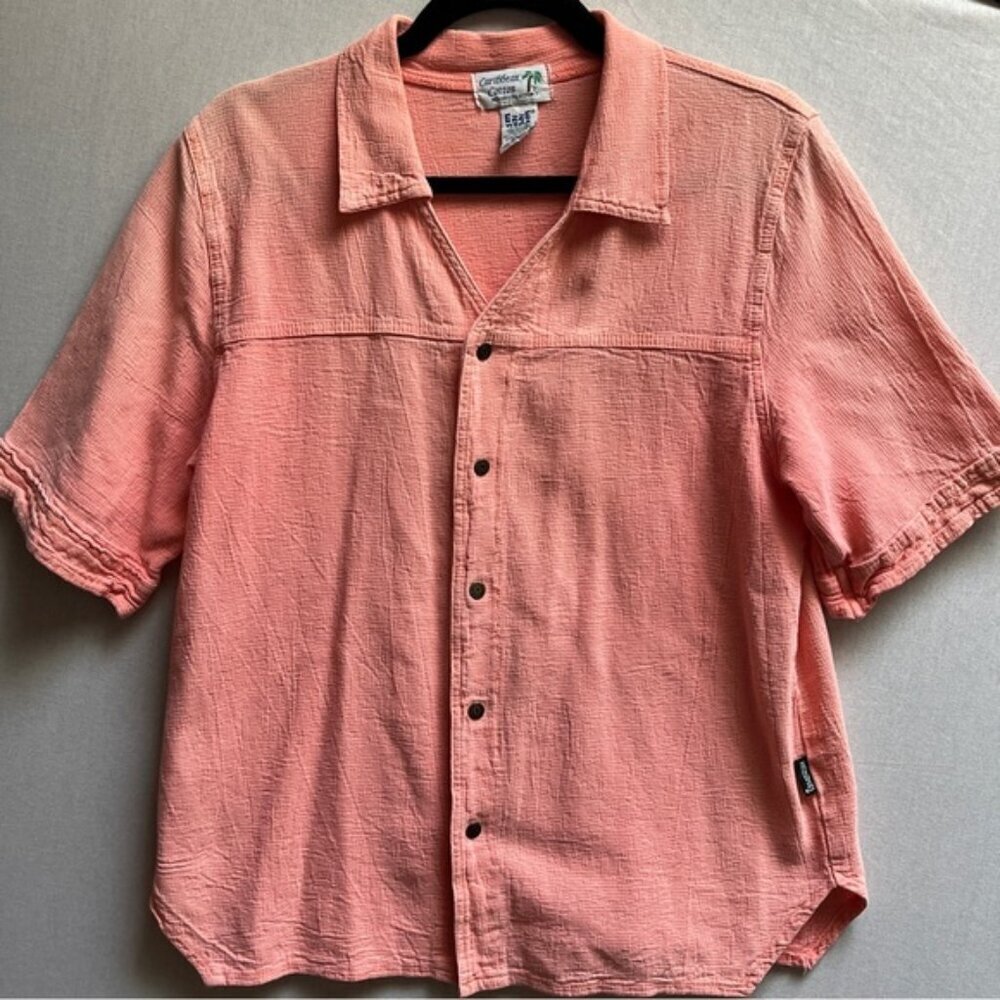 Vintage Ezze Wear Caribbean Cotton Resort snap button short sleeve shirt S